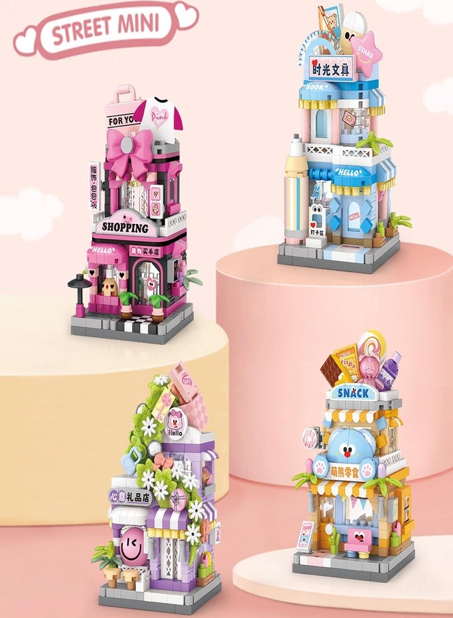 MEIEST 4 Packs Mini City Shop Street View Building Blocks Model Set,Simulation Architecture Collection Particle Construction Building Bricks Toy,Home Decor - Image 2